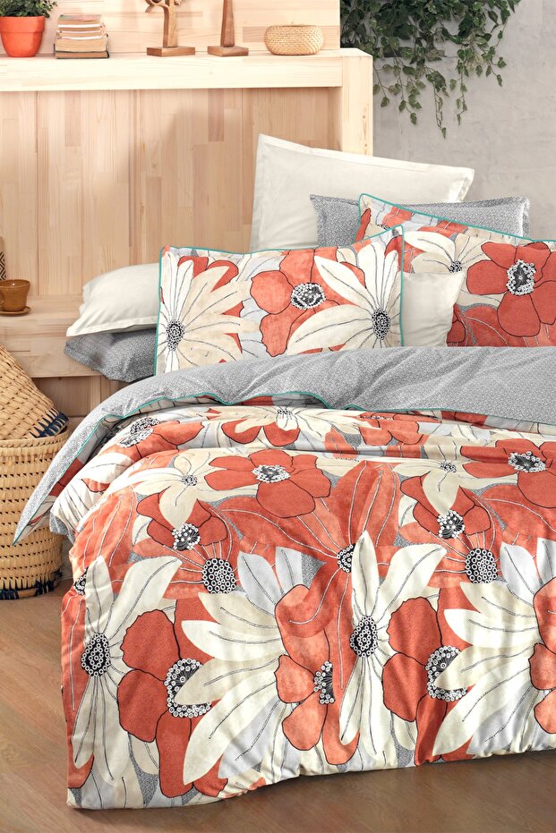 Ladina Beige Fancy Poplin Double Duvet Cover Set