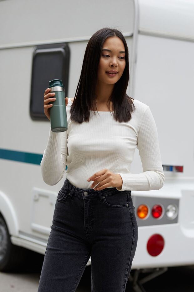 Balerin Yaka Uzun Kol Basıc Body - 1