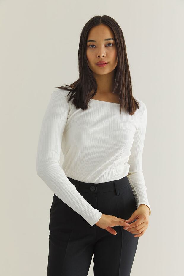 Balerin Yaka Uzun Kol Basıc Body - 7