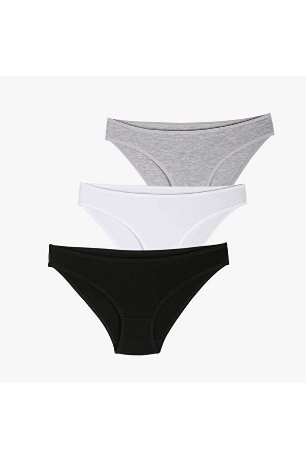 Women's Slip Panties - Black White Gray Color 95% cotton