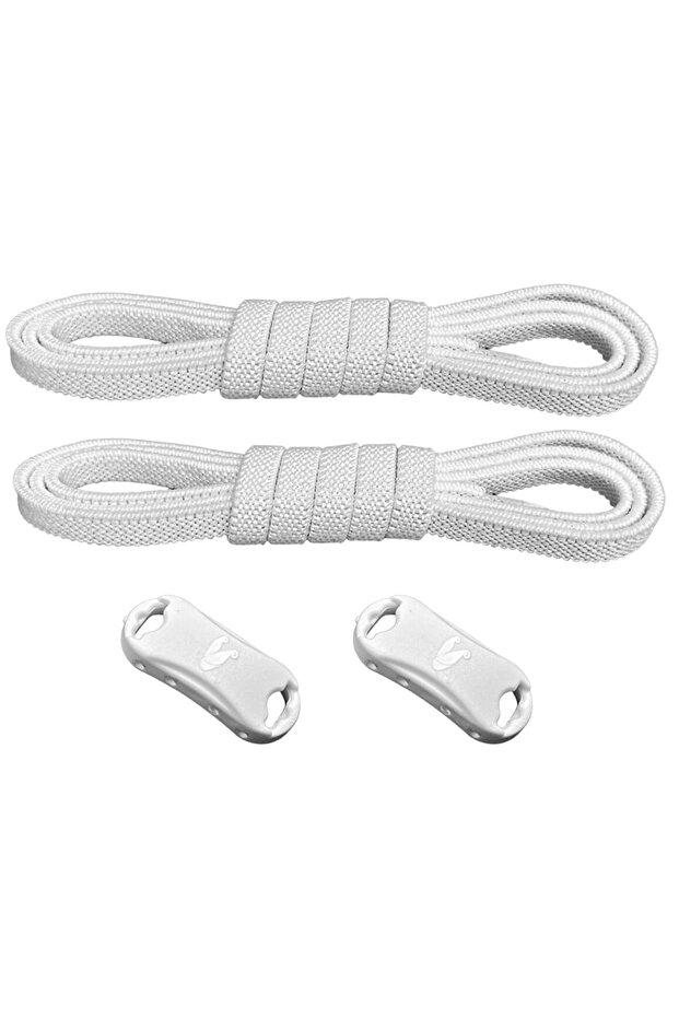 Pratik Ayakkabı Bağcığı Takbırak Bağcık Elastik Klipsli Lastikli Bot Çocuk Ayakkabı Bağcığı (BEYAZ) - 7