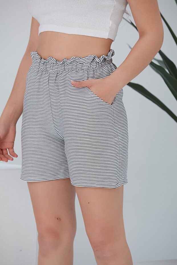 Kadın Çizgili Şort - 2
