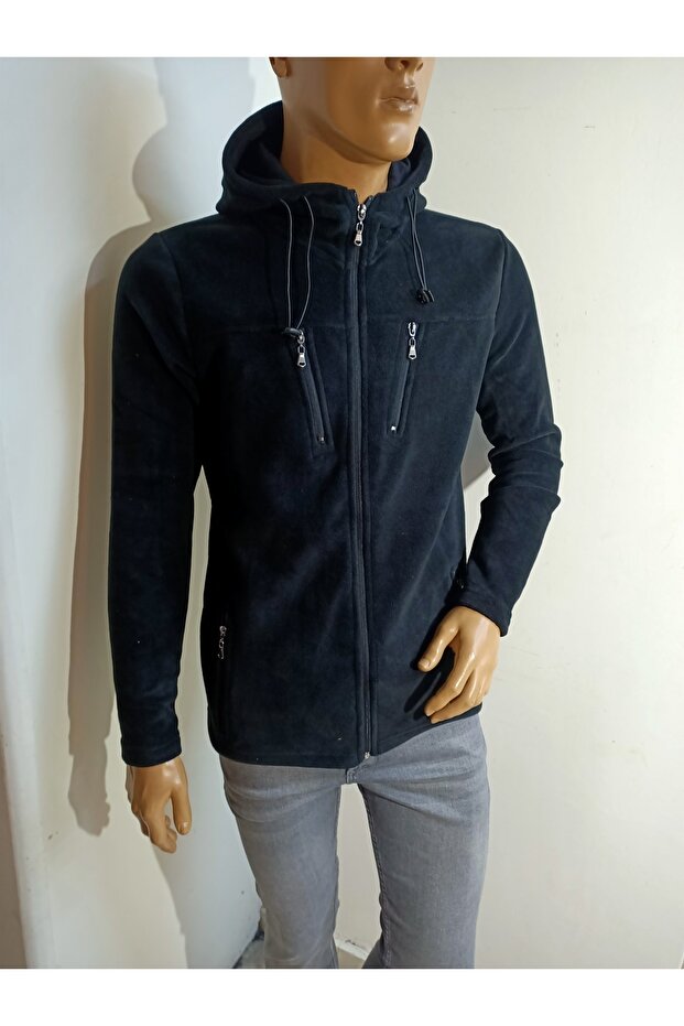 Kapşonlu Fermuarlı Polar - 5