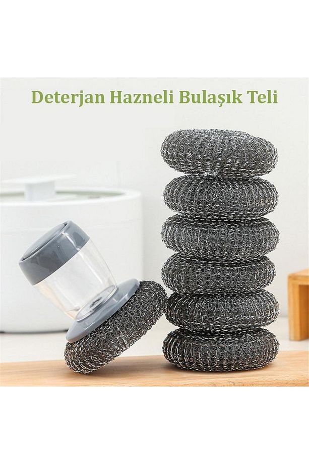 Deterjan Hazneli Sihirli Bulaşık Teli Paslanmaz Inox Pratik Temizleme Teli Ve 1 Yedek Tel - 4