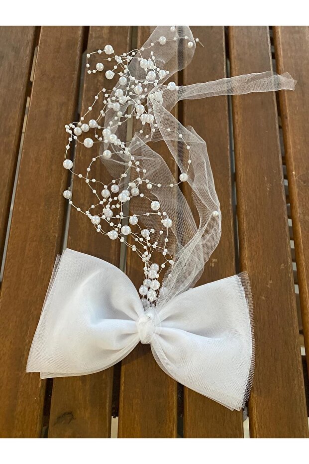 Vualet, Beaded Bridal Tulle, Bridal Hat, Bridal Veil Bow Bead Vualet