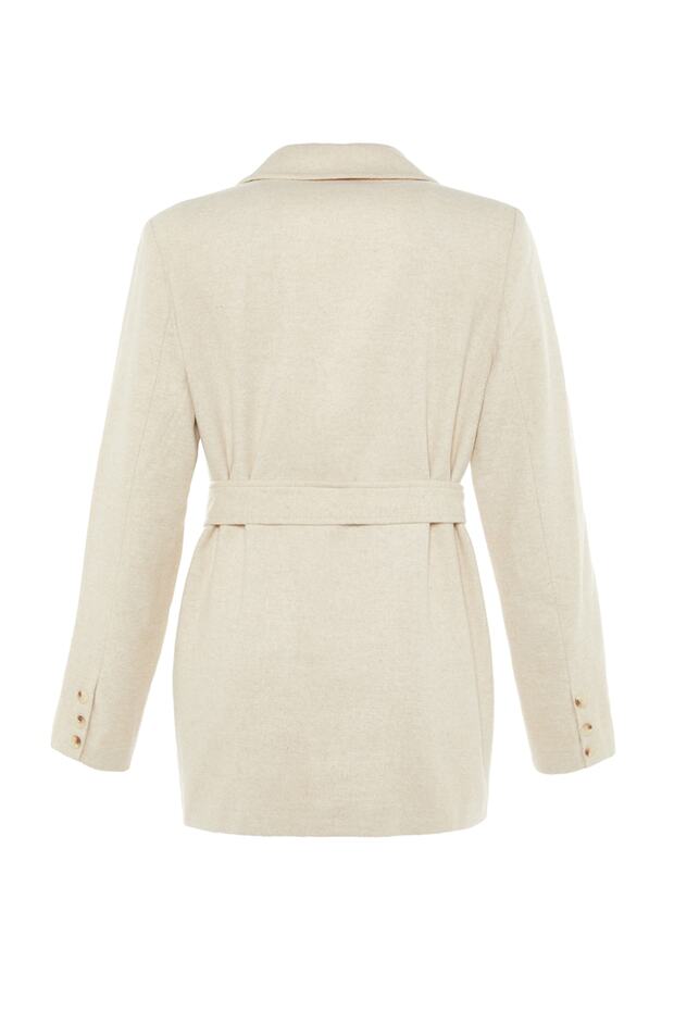 Stone Belted Button Closure Stamp Coat TWOAW23KB00126 - 8