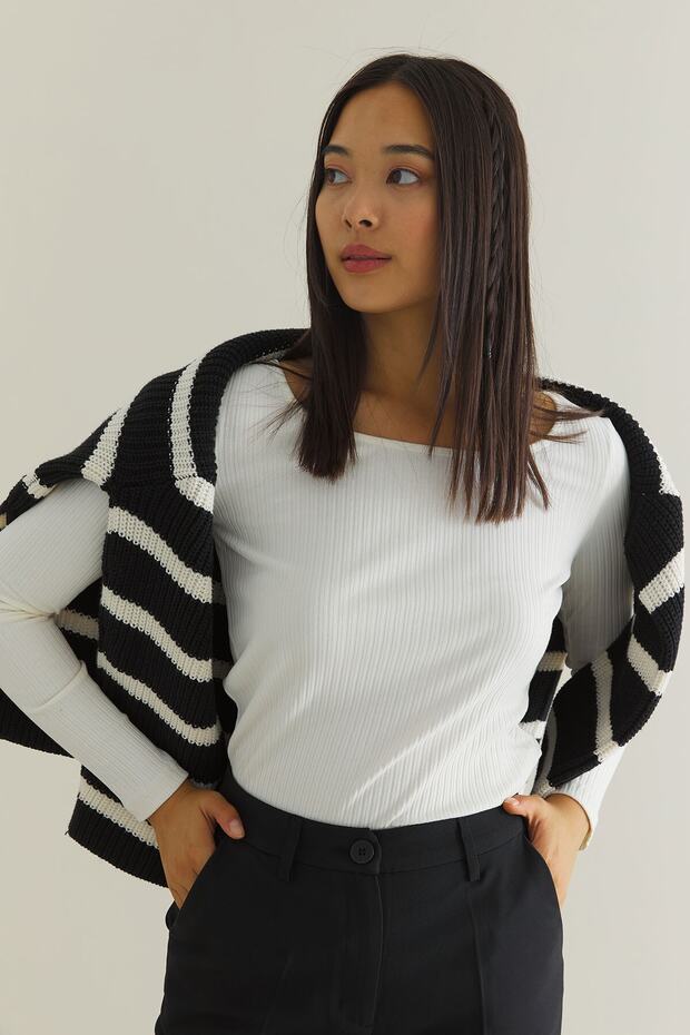 Balerin Yaka Uzun Kol Basıc Body - 5