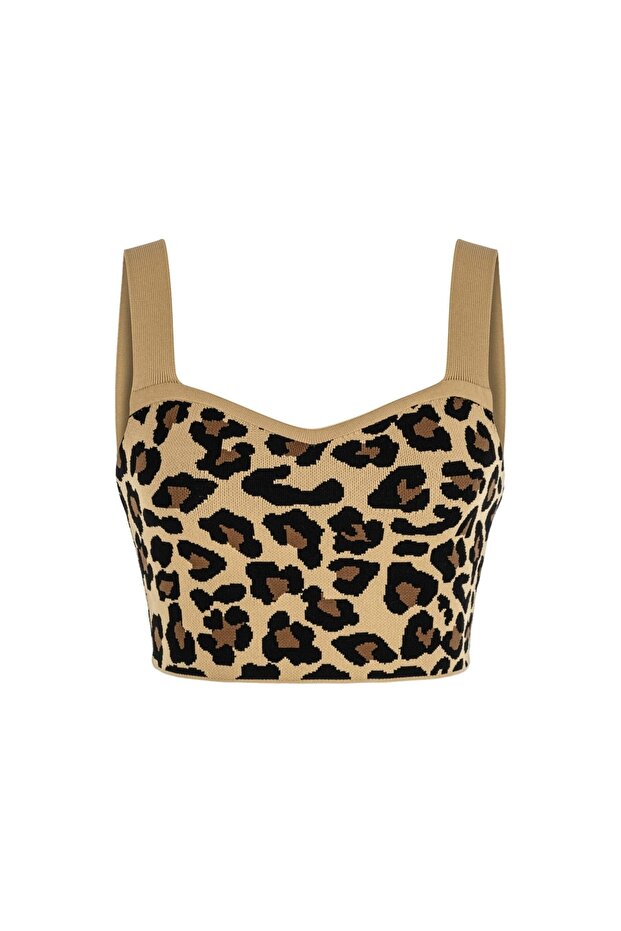 Leopard Pattern Knitwear Bustier - 6