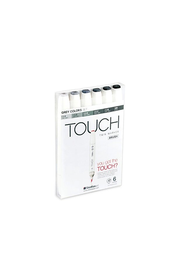 Touch Twin Brush Pen: Double Sided Marker Set: 6-Piece Gray Tones