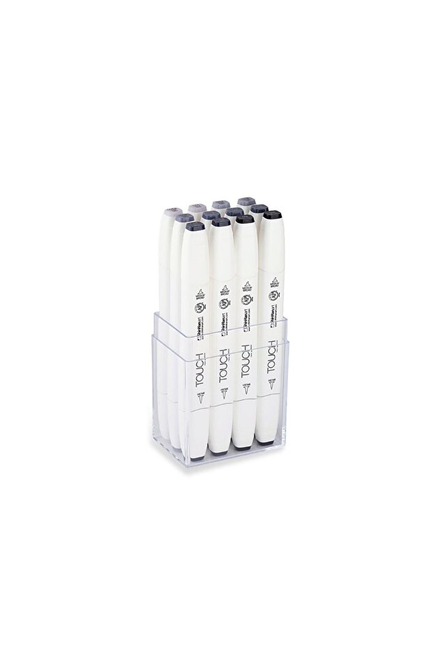 Touch Twin Brush Pen: Double Sided Marker Set: 12 Pieces Cool Gray