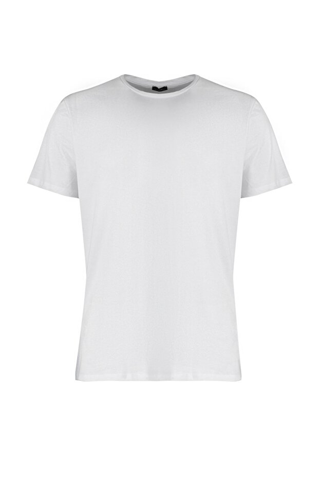 Beyaz Slim/Dar Kesim Kısa Kollu %100 Pamuklu Bisiklet Yaka T-Shirt TMNSS19BO0001 - 9