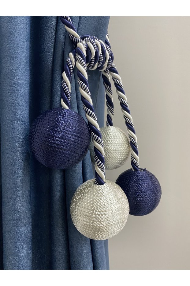 Modern Winding 4 Ball Braçol Cornice Tactical String Ceiling Curtain Accessory Navy Blue&cream