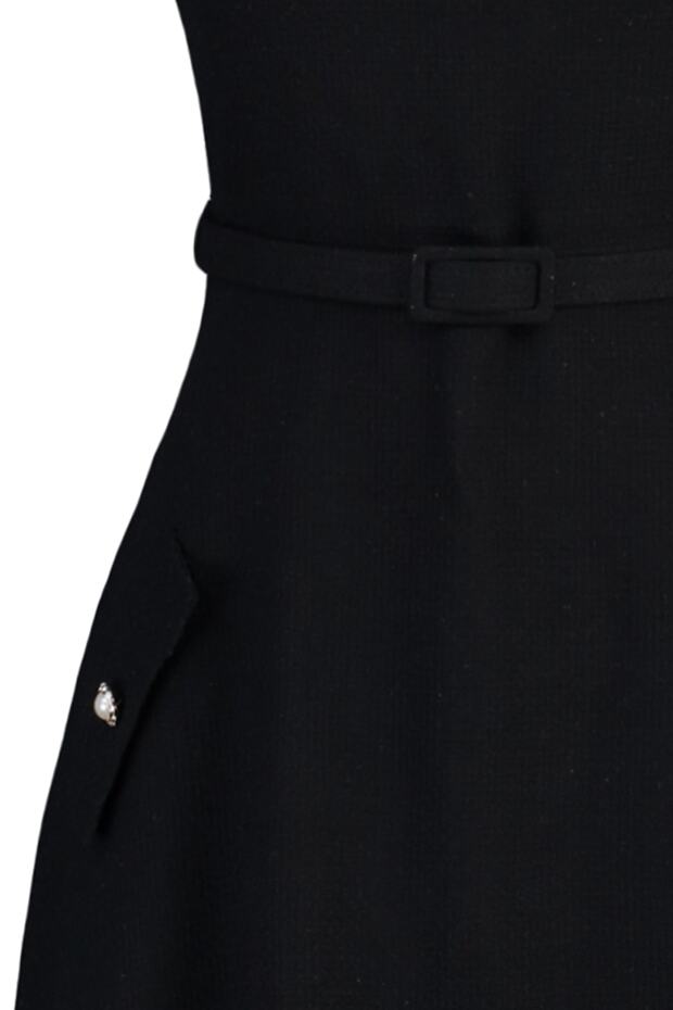 Czarna mini tkana sukienka z paskiem i kieszeniami TWOAW23EL00526 - 7