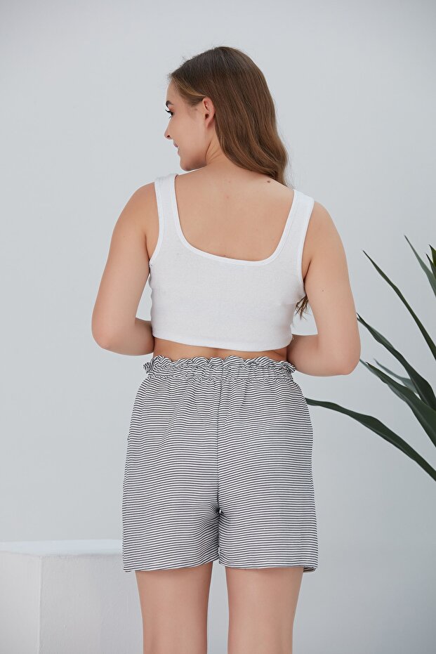 Kadın Çizgili Şort - 7