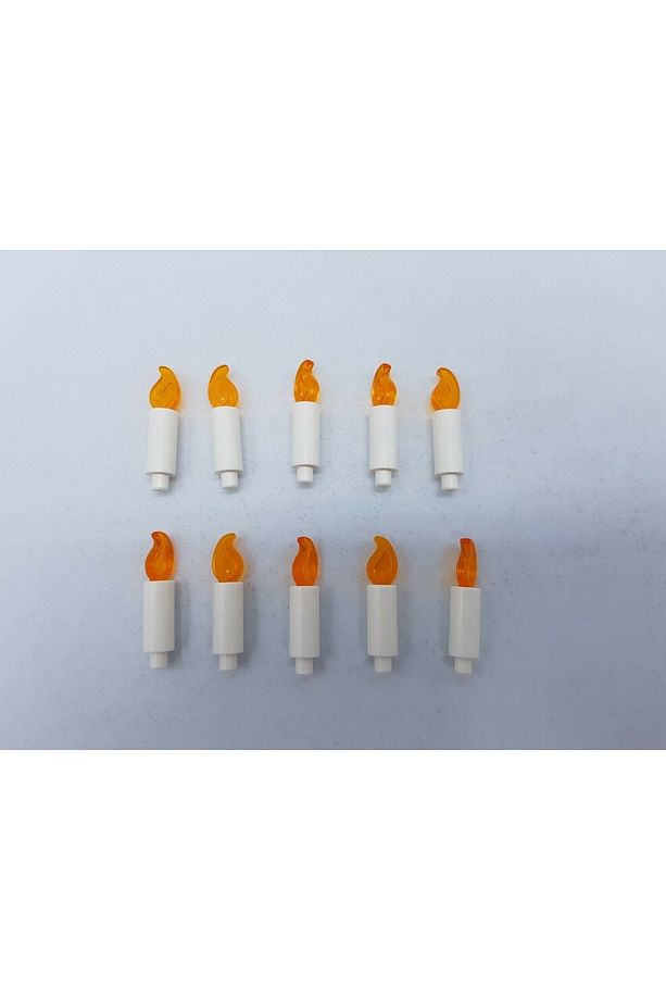 Orjinal Aksesuar Moc Minifigür Minifigure Beyaz Mum Şeffaf Turuncu Ateş 2 Adet Gönderilecek - 1