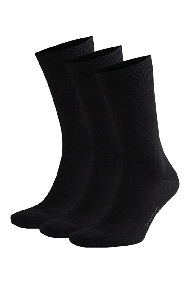Cotton Classic Plain Black Socks 3-Piece