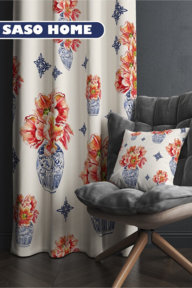 Asian Authentic Ethnic Figures Patterned 140 X 270 Cm Quality - Digital Printed Background Curtain