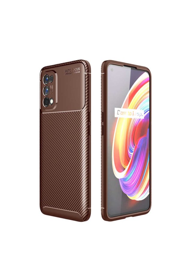 Realme 7 Pro Case Carbon Patterned Lux Silicone + 5D Full Covering Glass