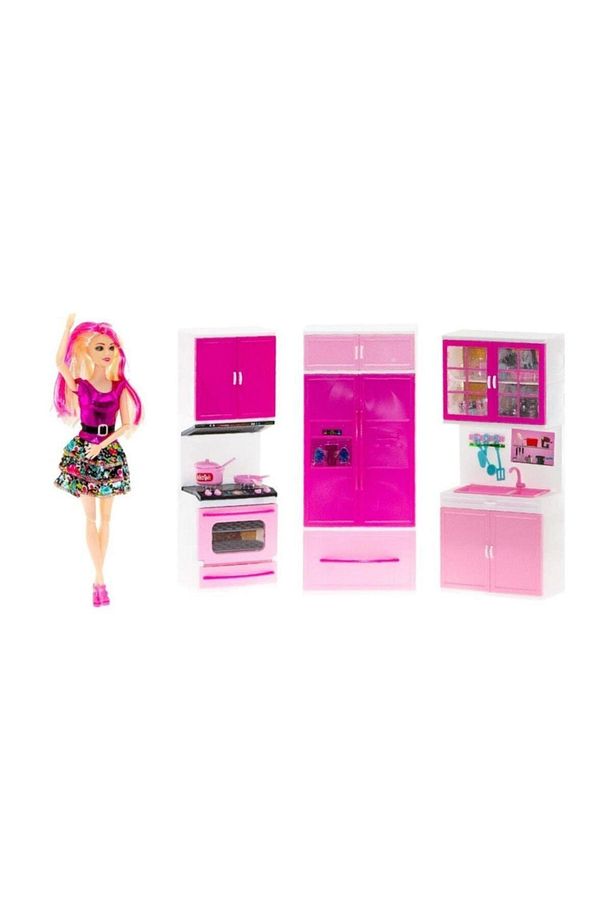 My Lıttle Chefs 3'lü Eklemli Et Bebek Ve Mutfak Seti Pembe - 3