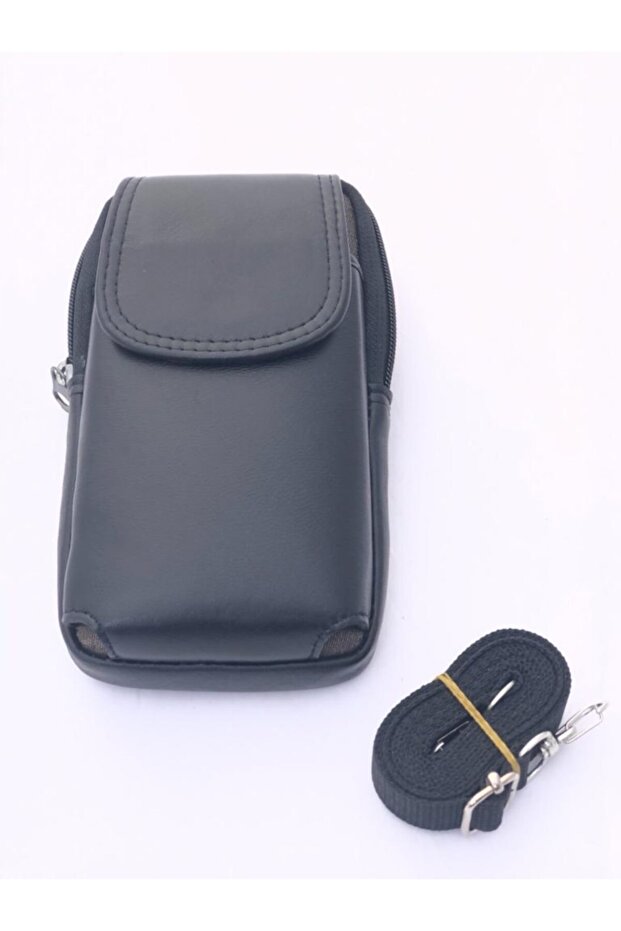 Unisex Hand and Crossbody Bag with Leather Phone Holder-black