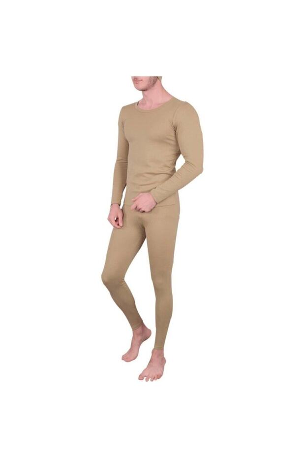 Men's Khaki Thermal Suit Bottom Top Underwear Suit K2002