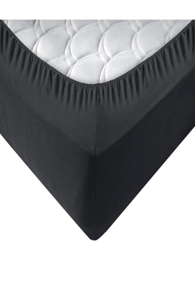 Siyah Kumaş Tek Kişilik Lastikli Çarşaf Takımı - 5