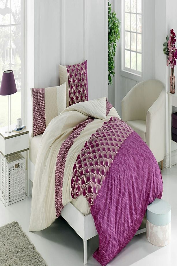 Kristal Light Tek Kişilik Nevresim Takımı Nil Mürdüm - 1