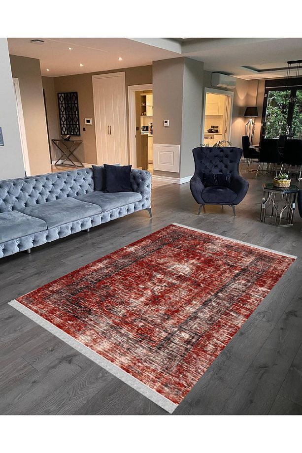Decoser 2026 Kiremit Rengi Pamuk Tabanlı Kaymaz Yıkanabilir Halı Kilim - 1
