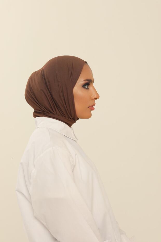 Bitter Brown Practical Combed Cotton Shawl - Women's Hijab Velcro Hijab Bonnet