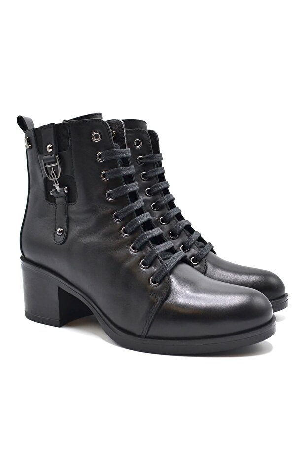 Venus Women's Heeled Leather Boots Black 1950920k