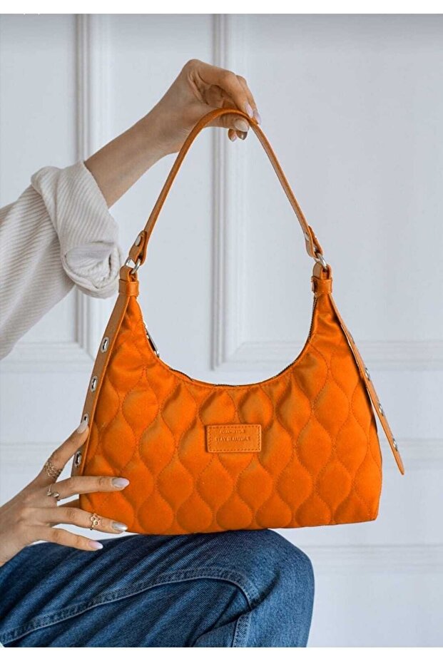 Women's Orange Hand and Shoulder Bag