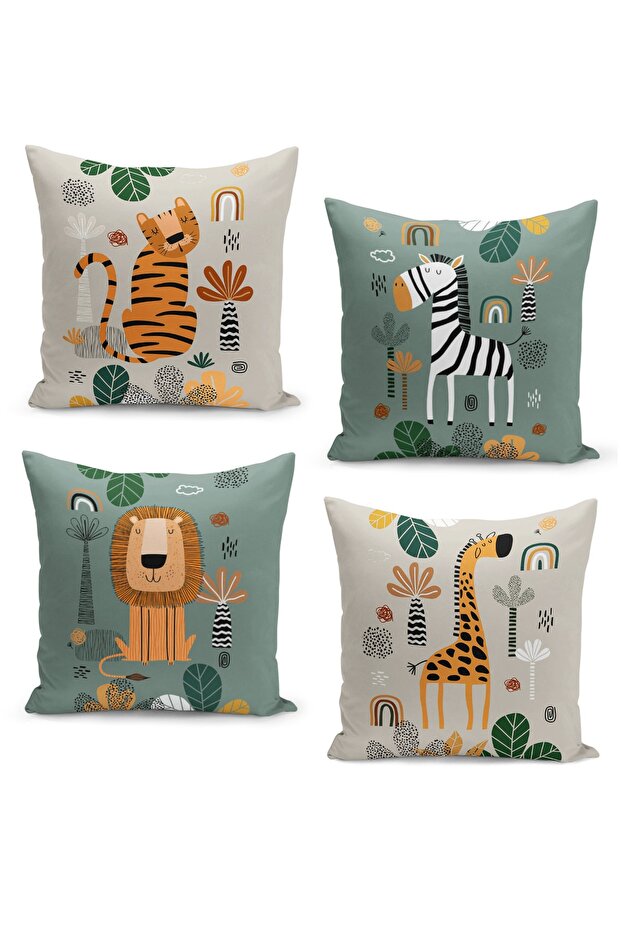 4-Piece Throw Pillow Cover Set Kids Baby Room Digital Printed