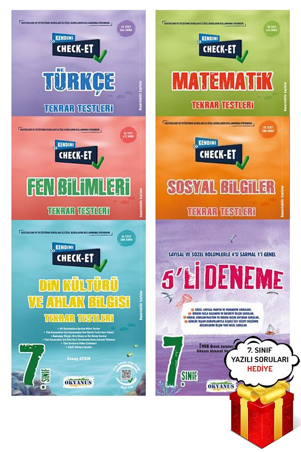 7. Sınıf Check-et Tüm Dersler Tekrar Testleri Ve 5li Deneme Seti - Hediyeli - 1