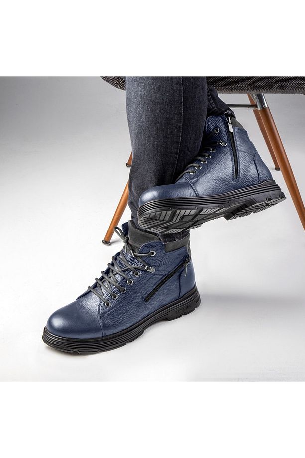 Ankle Hakiki Deri Bağcıklı Kauçuk Taban Erkek Bot, Fermuarlı Bot - 5