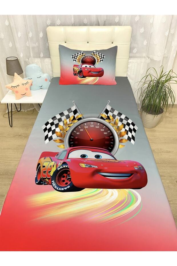 مفرش سرير وغطاء وسادة منقوش باللون الأحمر ماكوين - 1