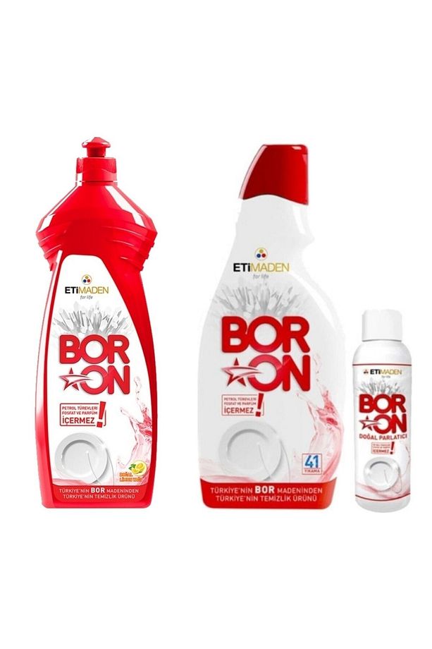 Jel Bulaşık Makinesi 820 Ml + 110 Ml Doğal Parlatıcı + Sıvı Elde Bulaşık 650 Ml - 1