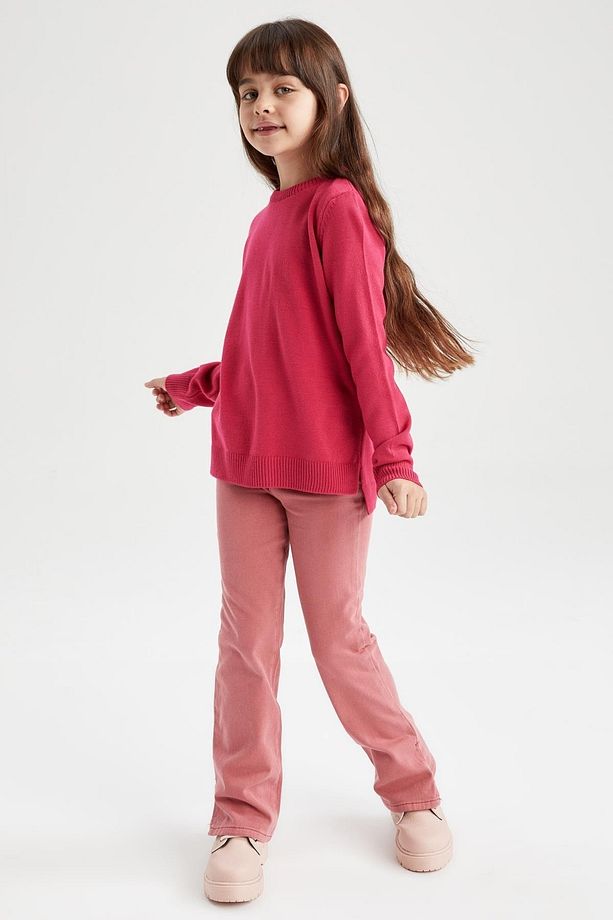 Kız Çocuk Regular Fit Bisiklet Yaka Kazak - 3