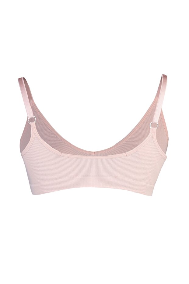 Pudra Seamless/Dikişsiz Balensiz Kapsız Askılı Bralette Örme Sütyen THMAW22SU0030 - 11