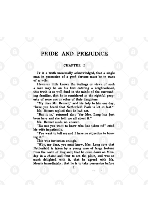 Pride And Prejudice Jane Austen First Page Kupa - 3