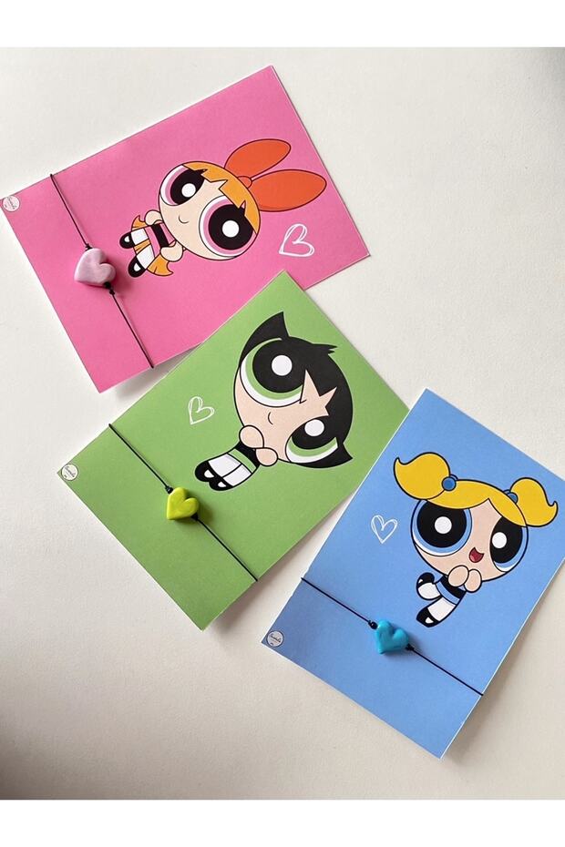 Triple Murano Heart Friendship Bracelet Power Puff Girl / Gift