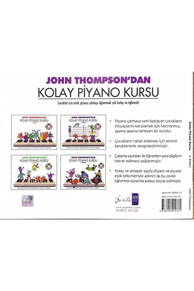 John Thompson ' Dan Kolay Piyano Kursu 4. Bölüm İADESİ YOKTUR. - 2