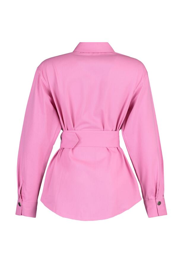 Pembe Oversize Geniş Kalıp Dokuma Ceket TWOSS21CE0256 - 7