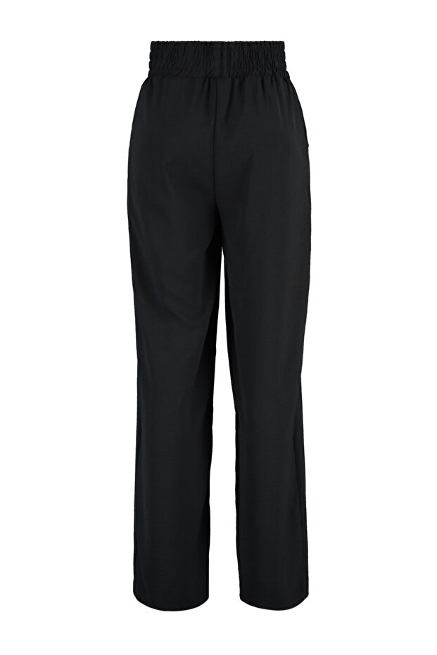 Siyah Wide Leg/Geniş Paça Beli Lastikli Dokuma Pantolon TWOSS22PL00024 - 9