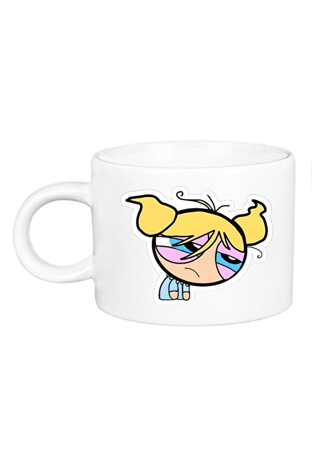 White Powerpuff Girls Tired Bubbles Porcelain Motto Cup