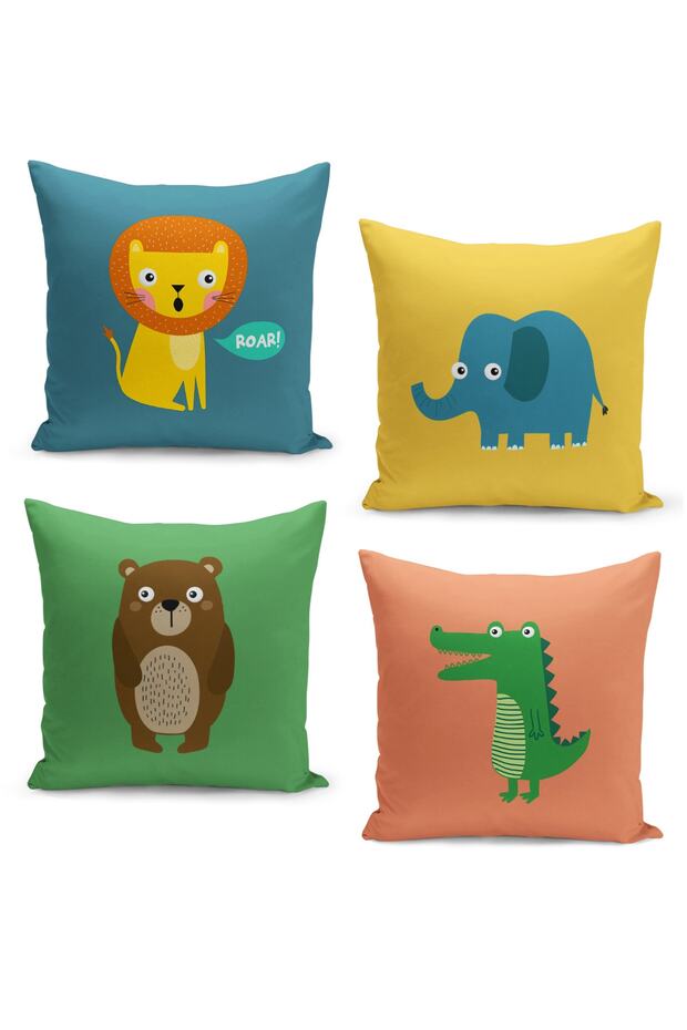 4-Piece Throw Pillow Cover Set Kids Baby Room Digital Printed