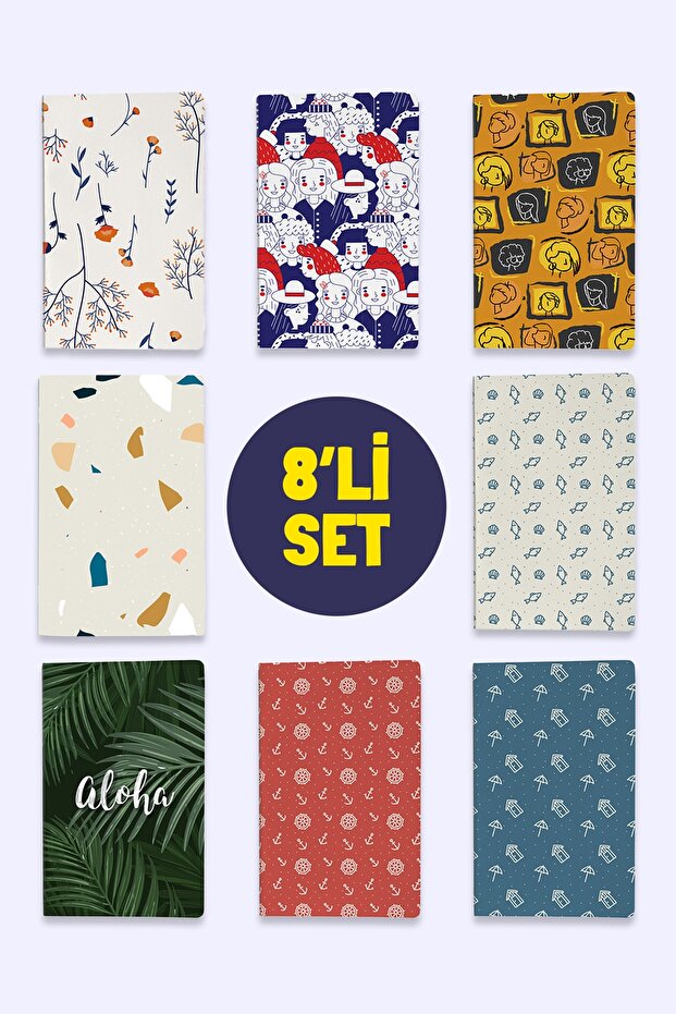 13×21 Cm 8 Adet Not Defteri Seti - 2