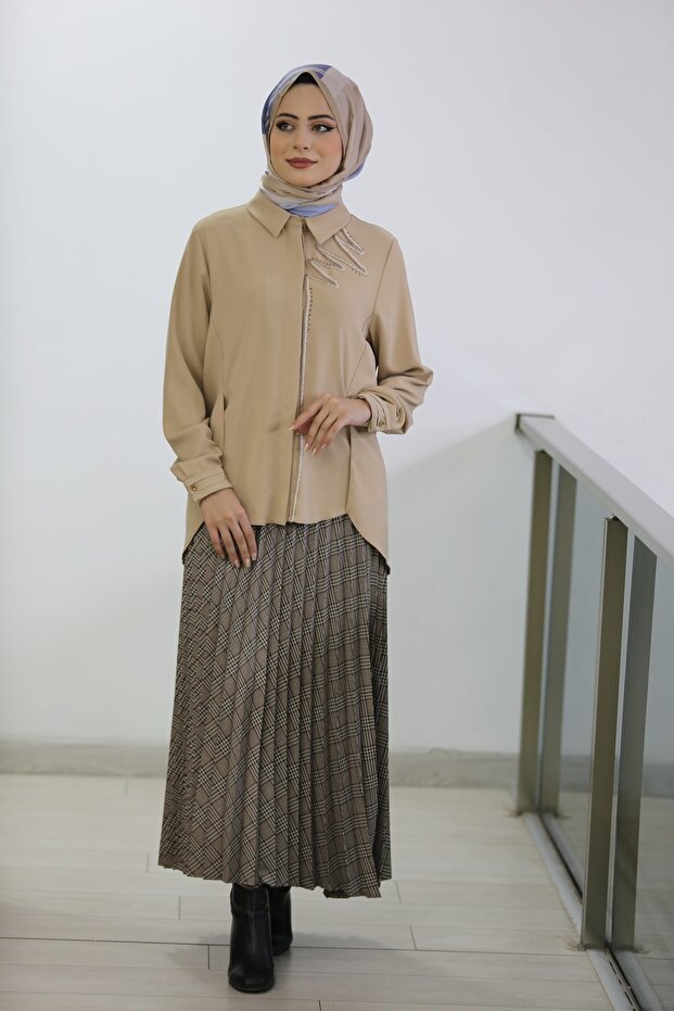 - Taş Işlemeli Pliseli Takım - 2