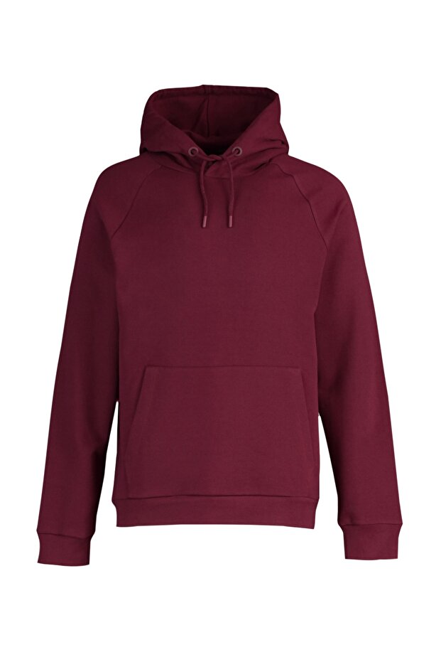 Bluza z kapturem z polaru w kolorze claret red - krój regularny TMNAW23SW00194 - 6