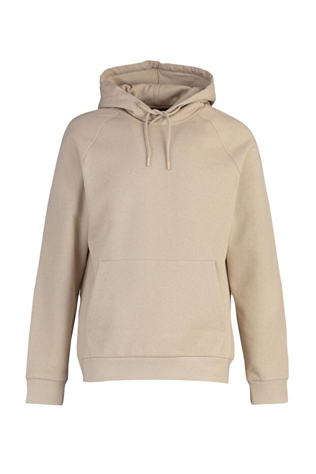 Bej Regular/Normal Kesim Kapüşonlu İçi Polar/Sıcak Tutan Sweatshirt TMNAW23SW00194 - 6
