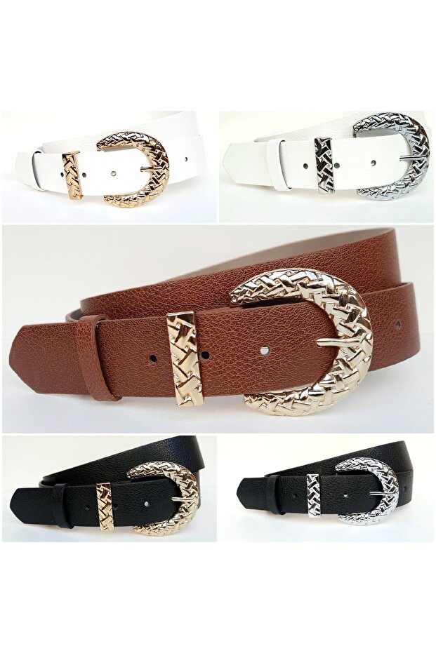 Kadın Gold Tokalı Taba Kemer - 3